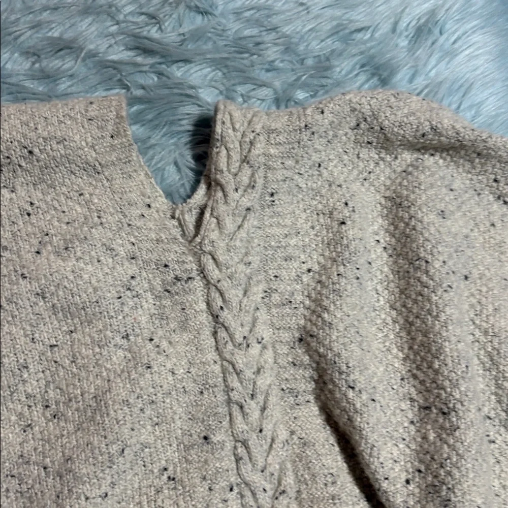 LAUREN Ralph Lauren Wool Blend Cream Knit Poncho Sweater